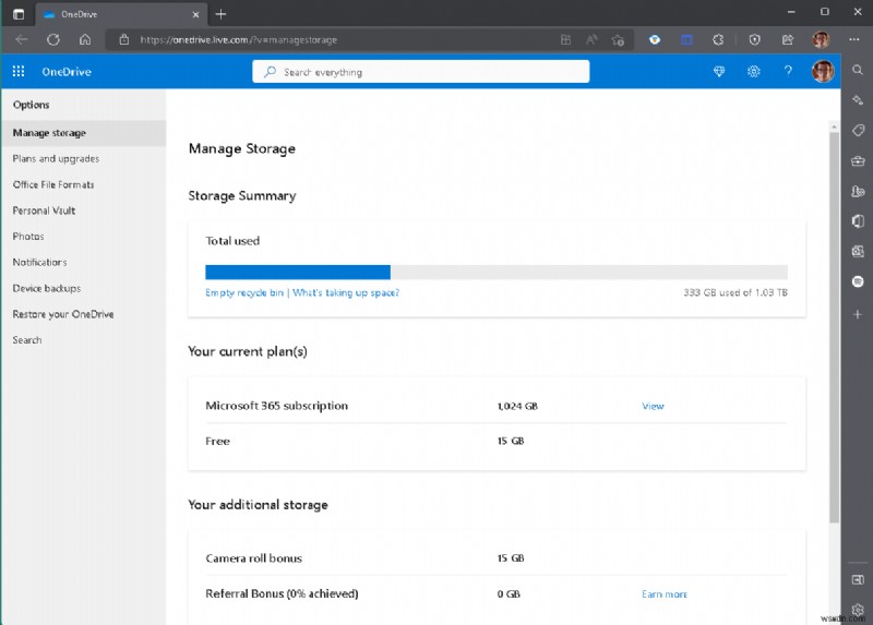 Windows11 और वेब पर अपना OneDrive संग्रहण प्रबंधित करें:सीमाओं से बचें और स्थान खाली करें 