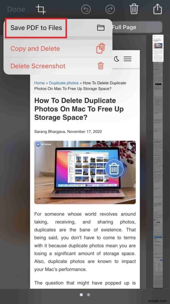 अपने iPhone पर पूर्ण-पृष्ठ स्क्रीनशॉट कैसे कैप्चर करें:3 सरल तरीके 